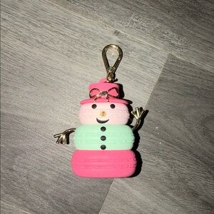 Bath & Body Works Pink Mint Macaron Snowman PocketBac Keychain